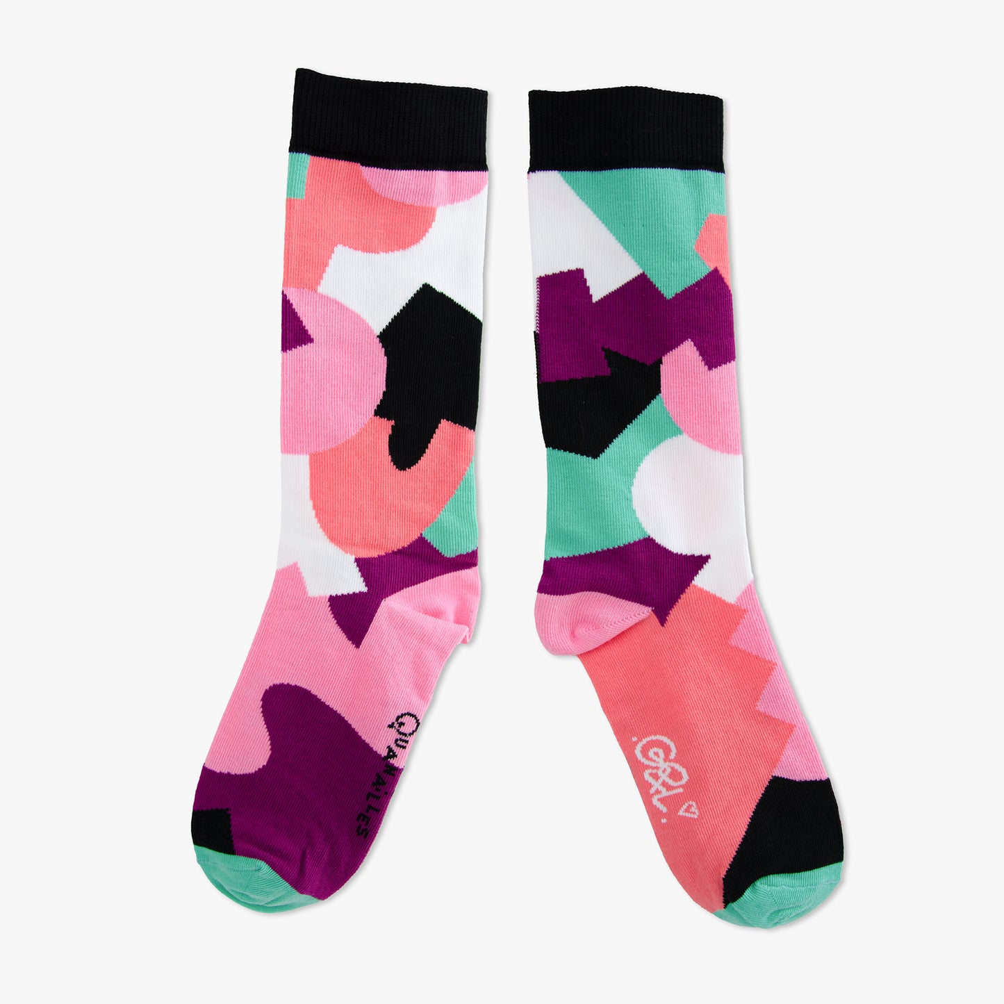 Chaussettes made in france rose abstrait amour noir vert 