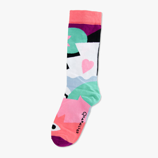 Chaussettes made in france abstrait amour rose noir vert