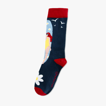 Chaussettes made in france surf femme nuit bleu rouge