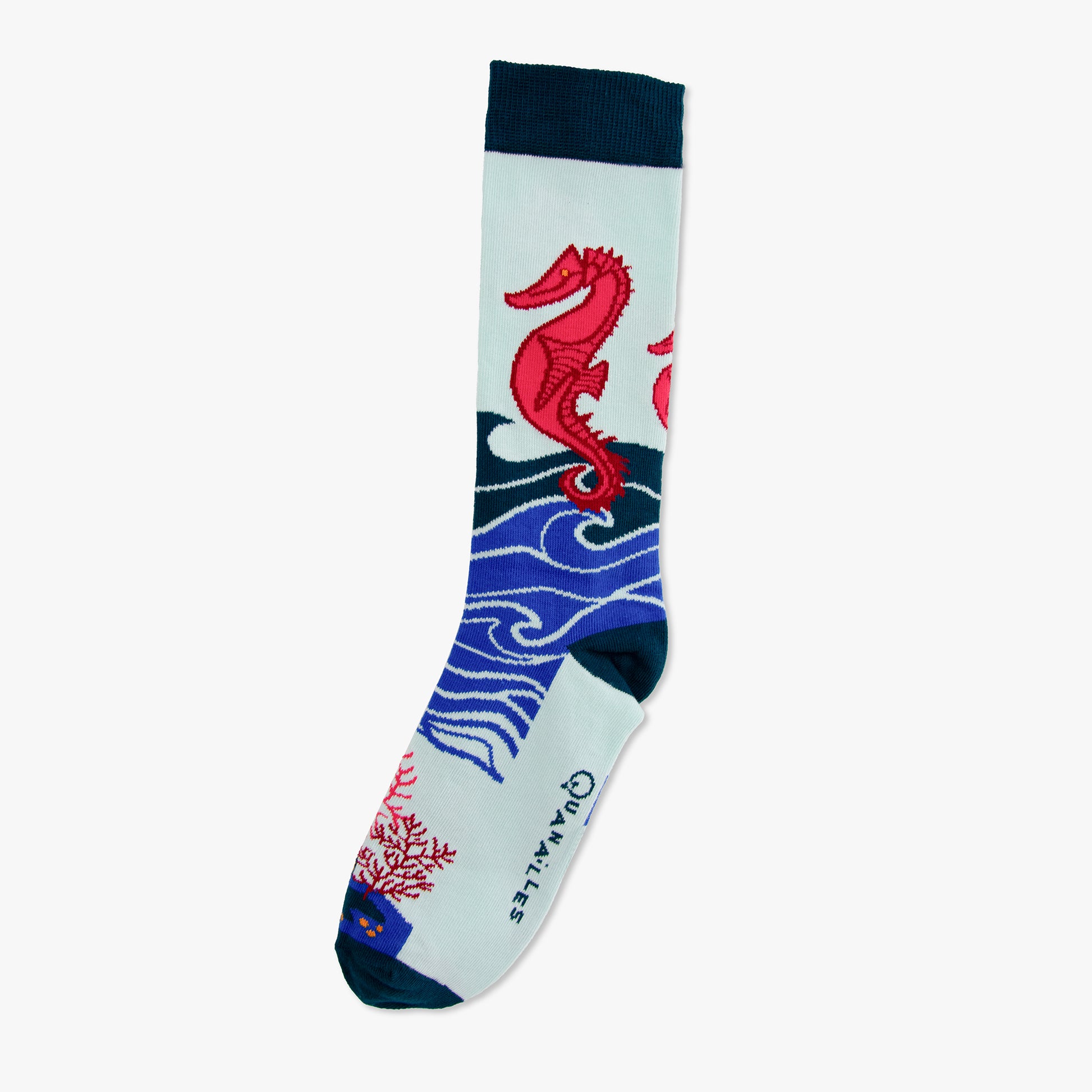 Chaussettes made in france hippocampe bleu marine