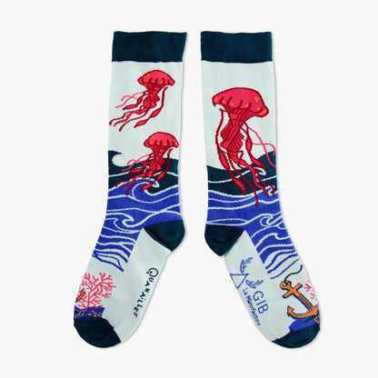 Chaussettes made in france bleu meduse marine