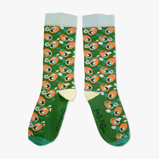 Chaussettes made in france oeuf paon vert orange